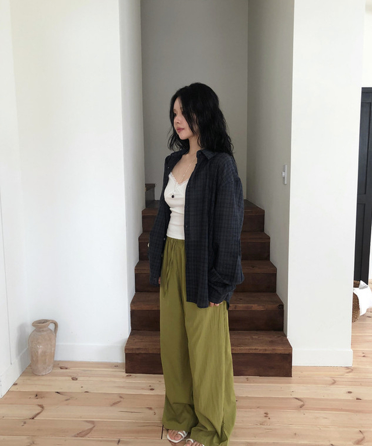 バンディングストレートパンツ OLIVE