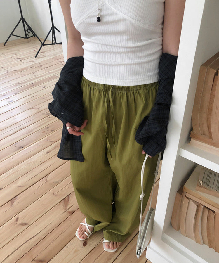 バンディングストレートパンツ OLIVE