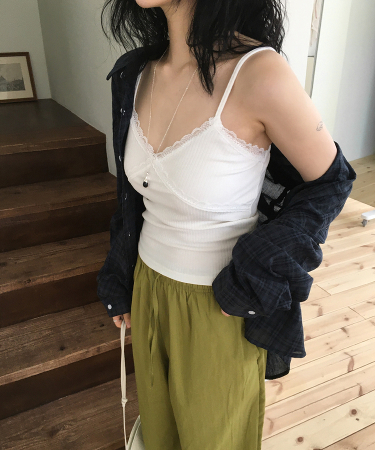 Vネックレースキャミソール IVORY