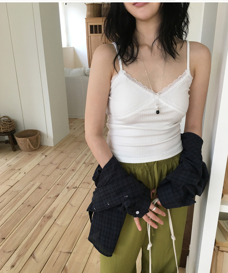 Vネックレースキャミソール IVORY