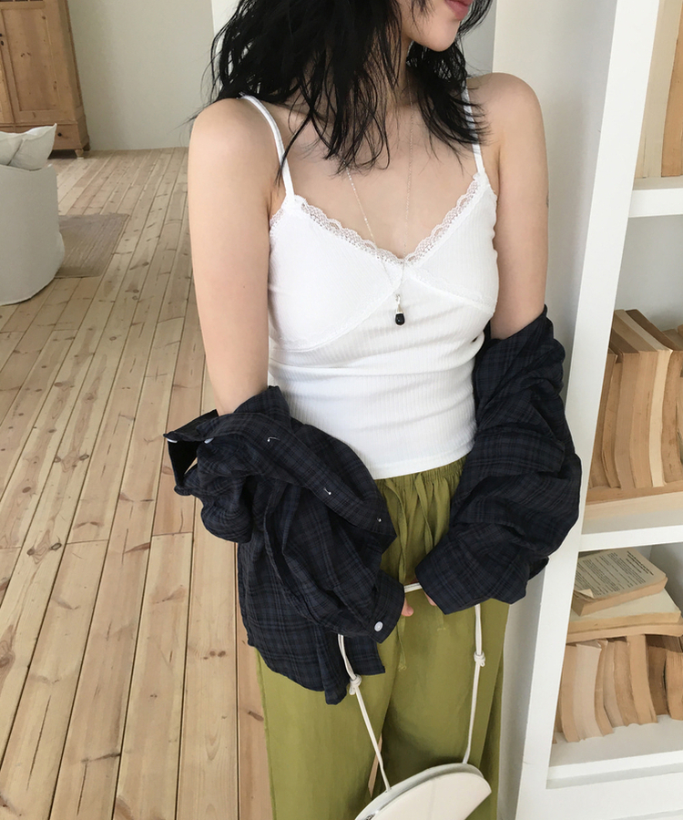 Vネックレースキャミソール IVORY