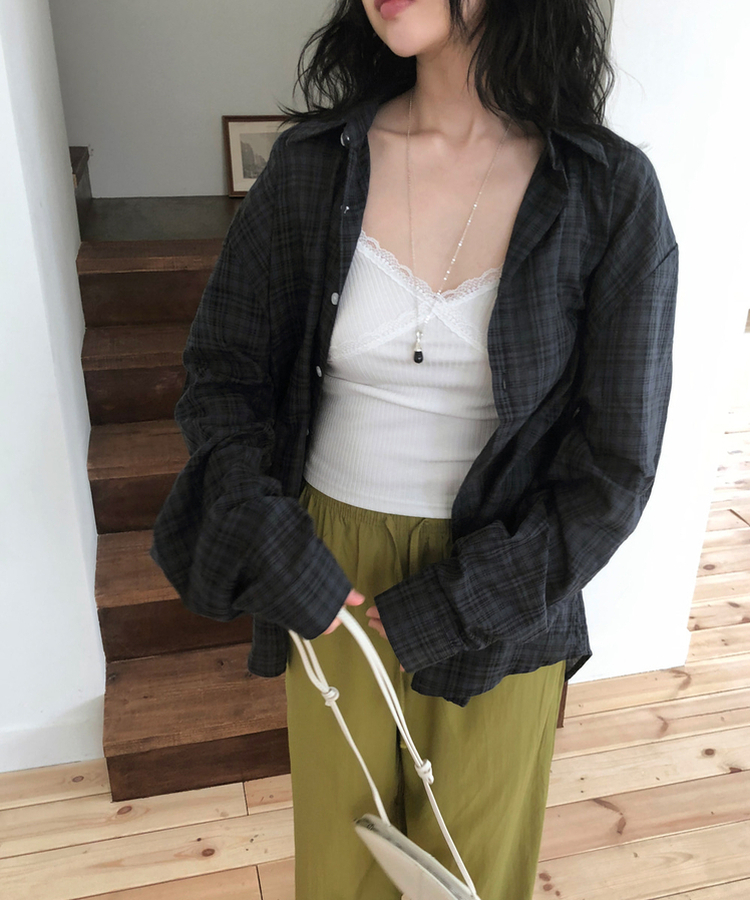 Vネックレースキャミソール IVORY