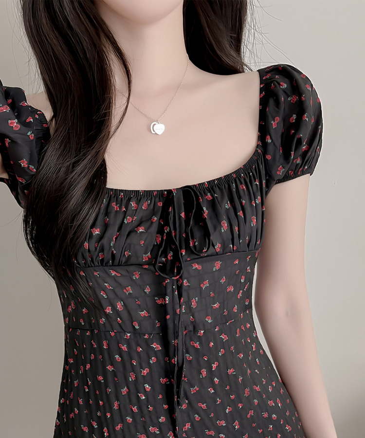 ハートスクエアネックミニワンピース BLACK