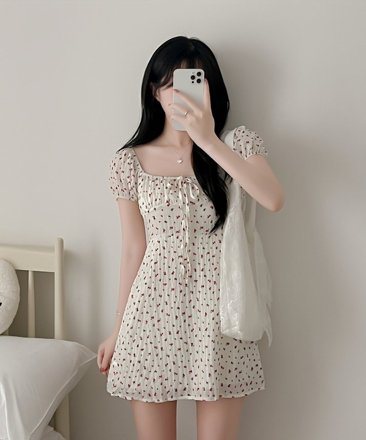 ハートスクエアネックミニワンピース IVORY