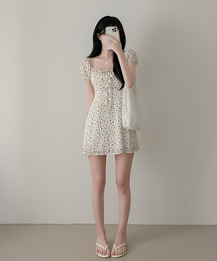 ハートスクエアネックミニワンピース IVORY