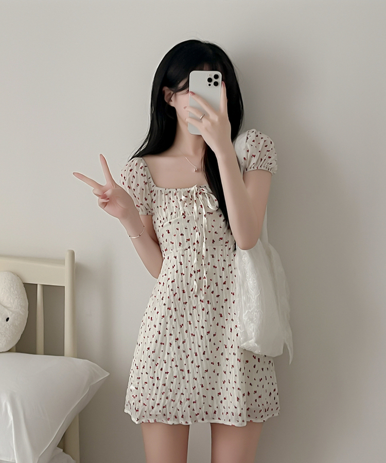 ハートスクエアネックミニワンピース IVORY