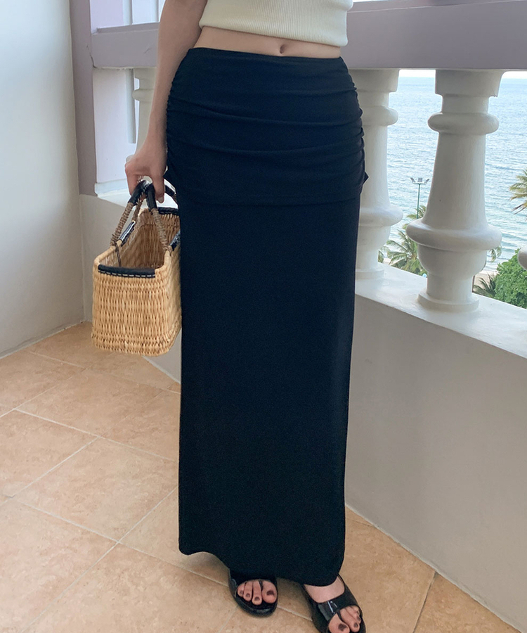 ホールディングバンドマキシロングスカート BLACK