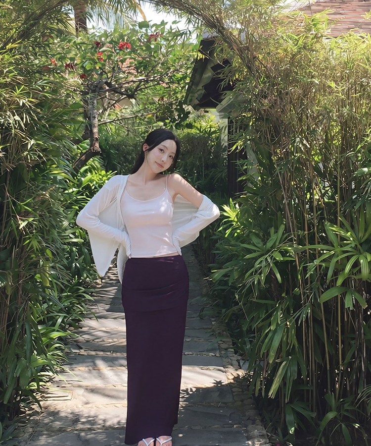 ホールディングバンドマキシロングスカート PURPLE