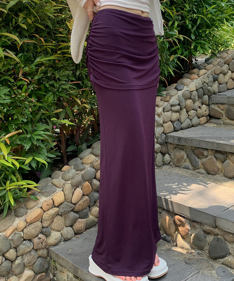 ホールディングバンドマキシロングスカート PURPLE