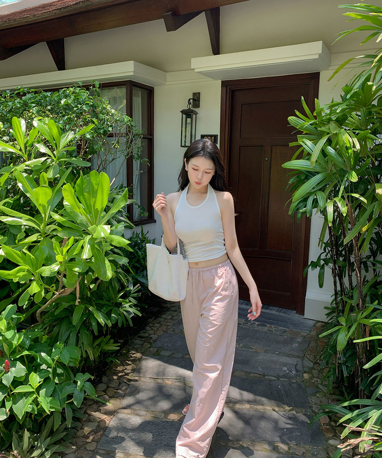 ナイロンワイドバンディングパンツ(6color) PINK