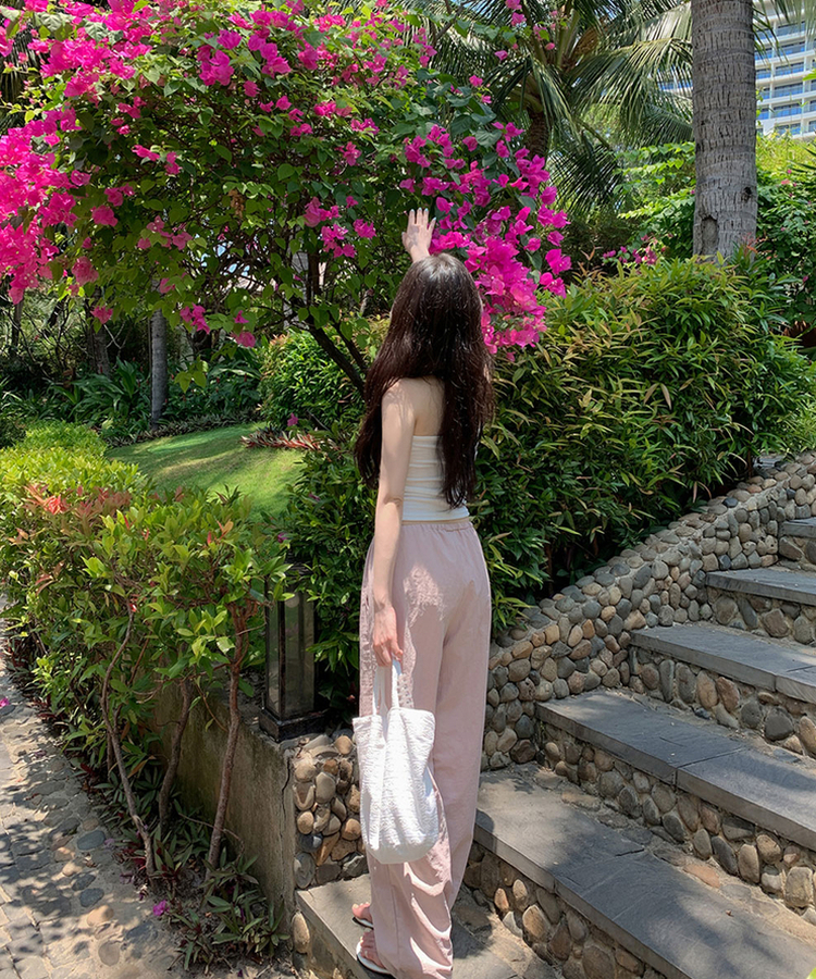 ナイロンワイドバンディングパンツ(6color) PINK