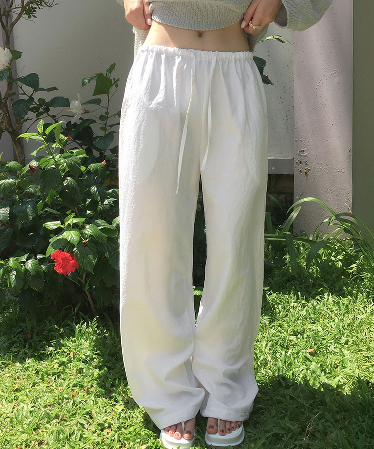 ナイロンワイドバンディングパンツ(6color) IVORY