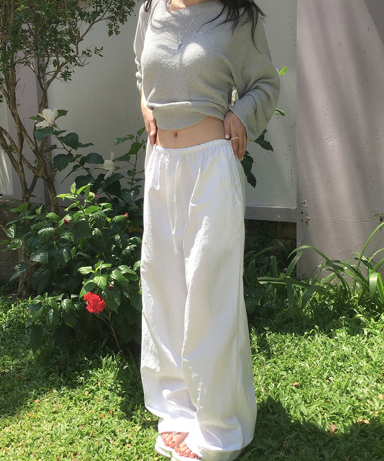 ナイロンワイドバンディングパンツ(6color) IVORY