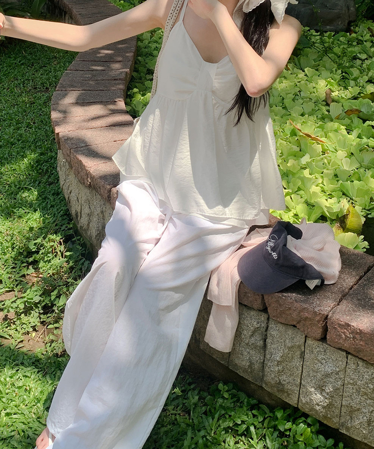 ナイロンワイドバンディングパンツ(6color) IVORY