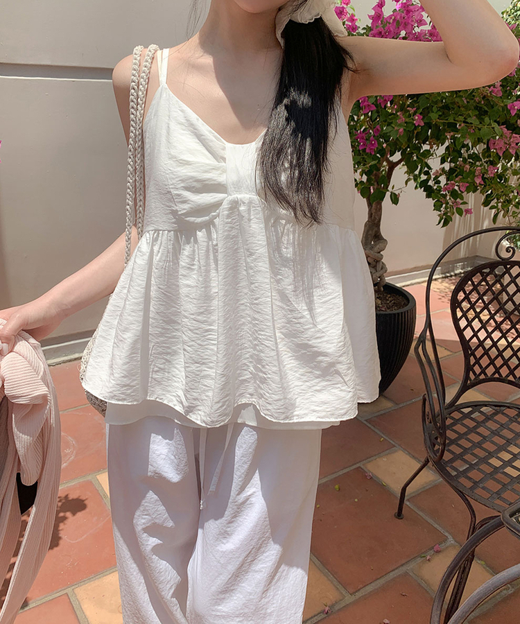 リボンシフォンフレアキャミソールブラウス IVORY