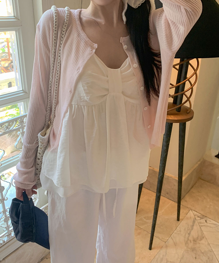 リボンシフォンフレアキャミソールブラウス IVORY