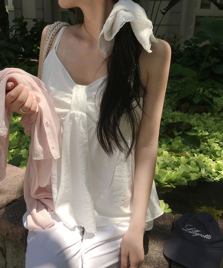 リボンシフォンフレアキャミソールブラウス IVORY