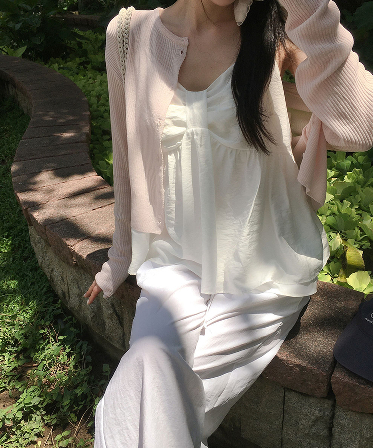 リボンシフォンフレアキャミソールブラウス IVORY