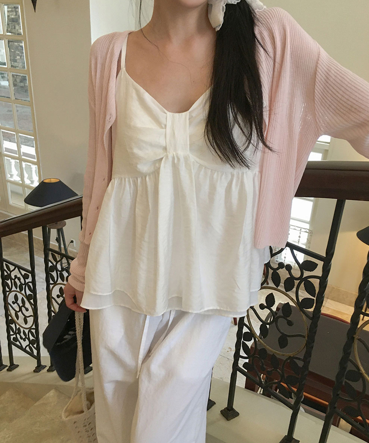 リボンシフォンフレアキャミソールブラウス IVORY