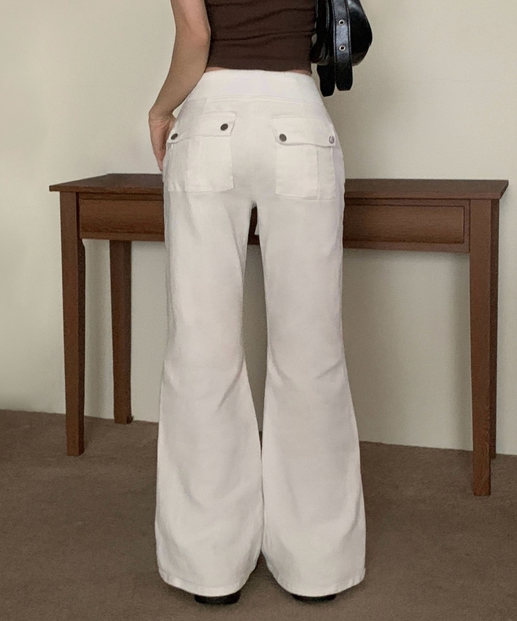 【丈別】ロウライズブーツカットバンディングロングパンツ IVORY