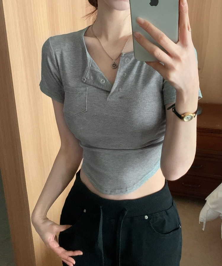 クロップ半袖Tシャツ(5color) GREY