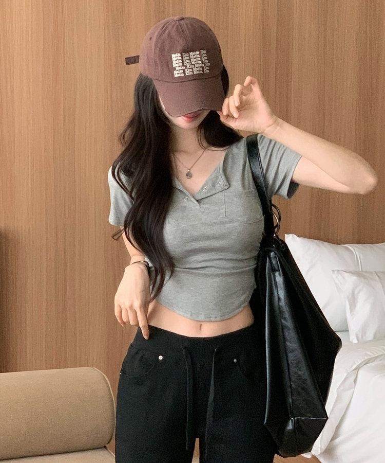 クロップ半袖Tシャツ(5color) GREY