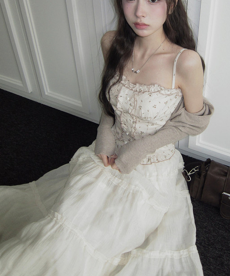 ティアードバンディングロングスカート IVORY