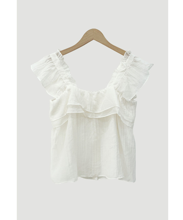 フリルスクエアボタンブラウス