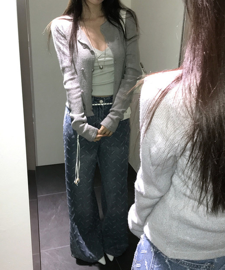 【ベルト付き】ヒップチェーンワイドパンツ MID DENIM