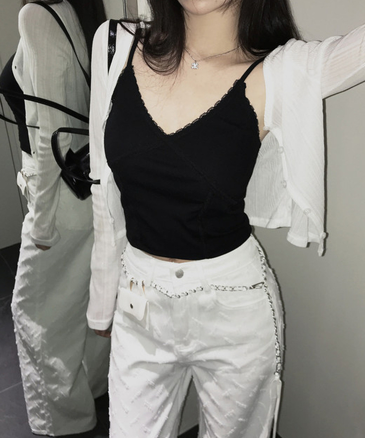 【ベルト付き】ヒップチェーンワイドパンツ WHITE