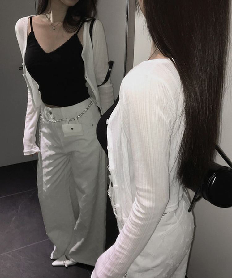 【ベルト付き】ヒップチェーンワイドパンツ WHITE