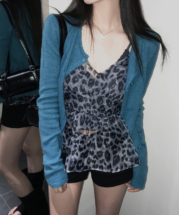 ツーボタンニットカーディガン TEAL