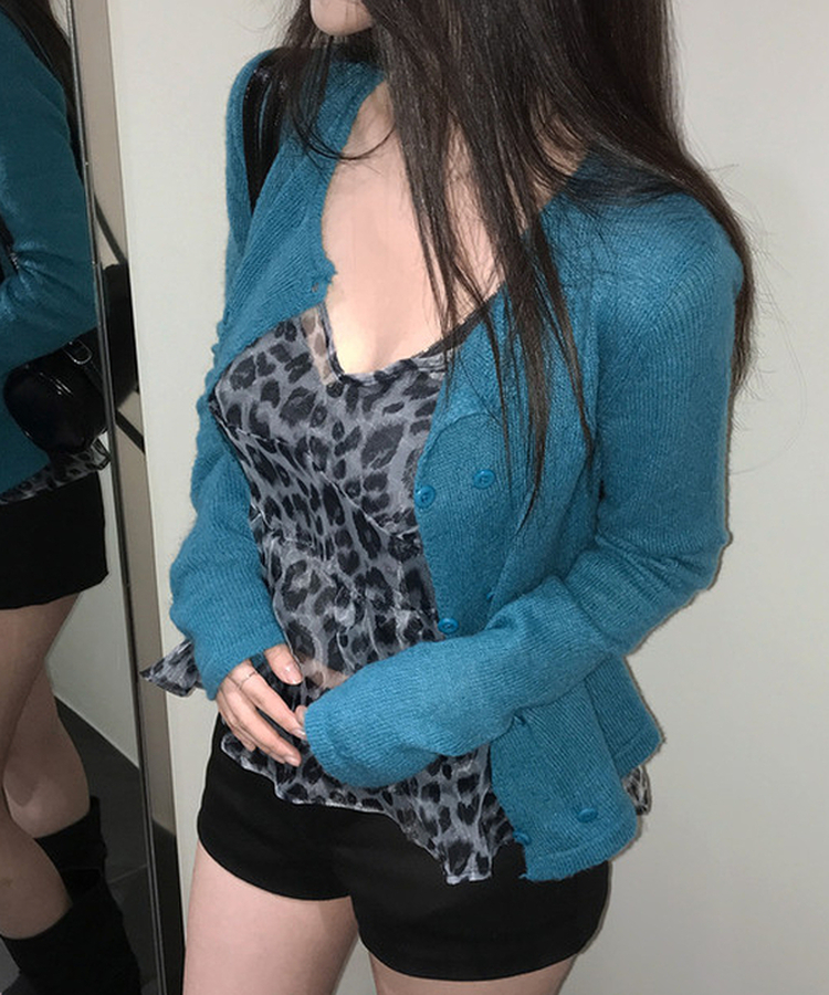 ツーボタンニットカーディガン TEAL