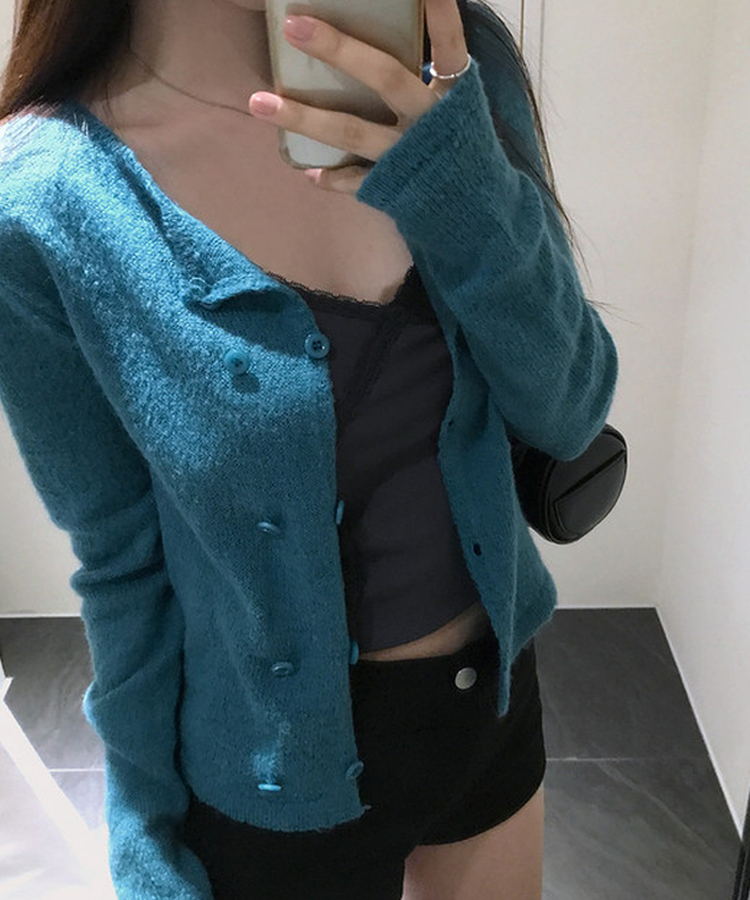 ツーボタンニットカーディガン TEAL