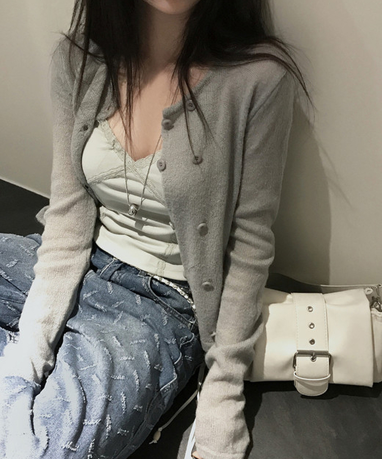 ツーボタンニットカーディガン GREY