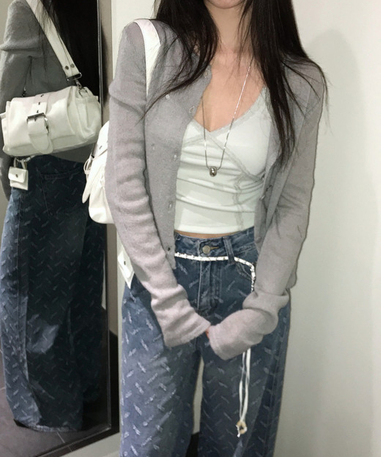 ツーボタンニットカーディガン GREY