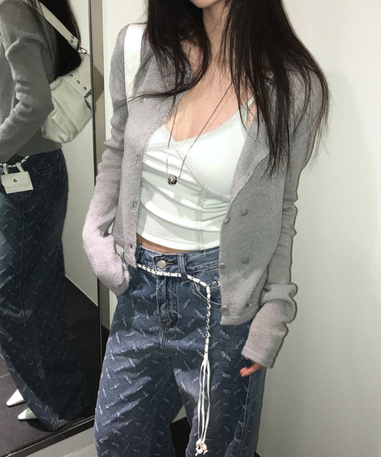 ツーボタンニットカーディガン GREY