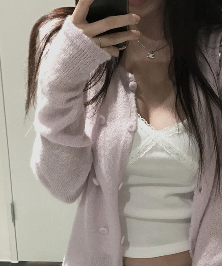 ツーボタンニットカーディガン PINK