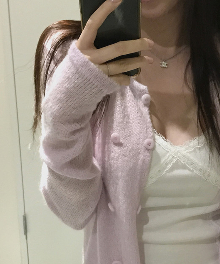 ツーボタンニットカーディガン PINK