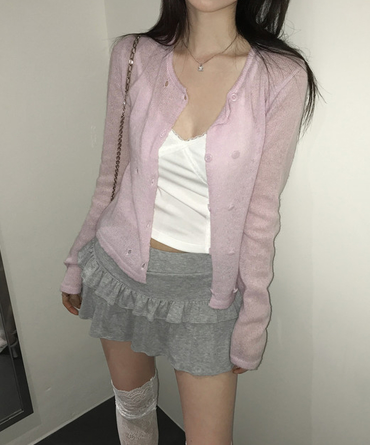 ツーボタンニットカーディガン PINK