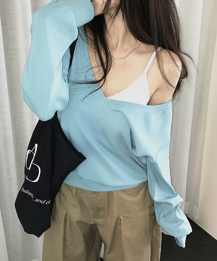 Vネックレースキャミソール(6color) PINK