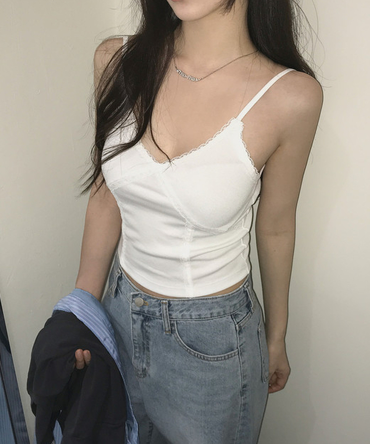 Vネックレースキャミソール(6color) IVORY