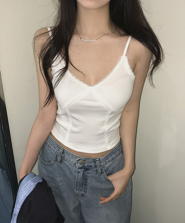 Vネックレースキャミソール(6color) IVORY