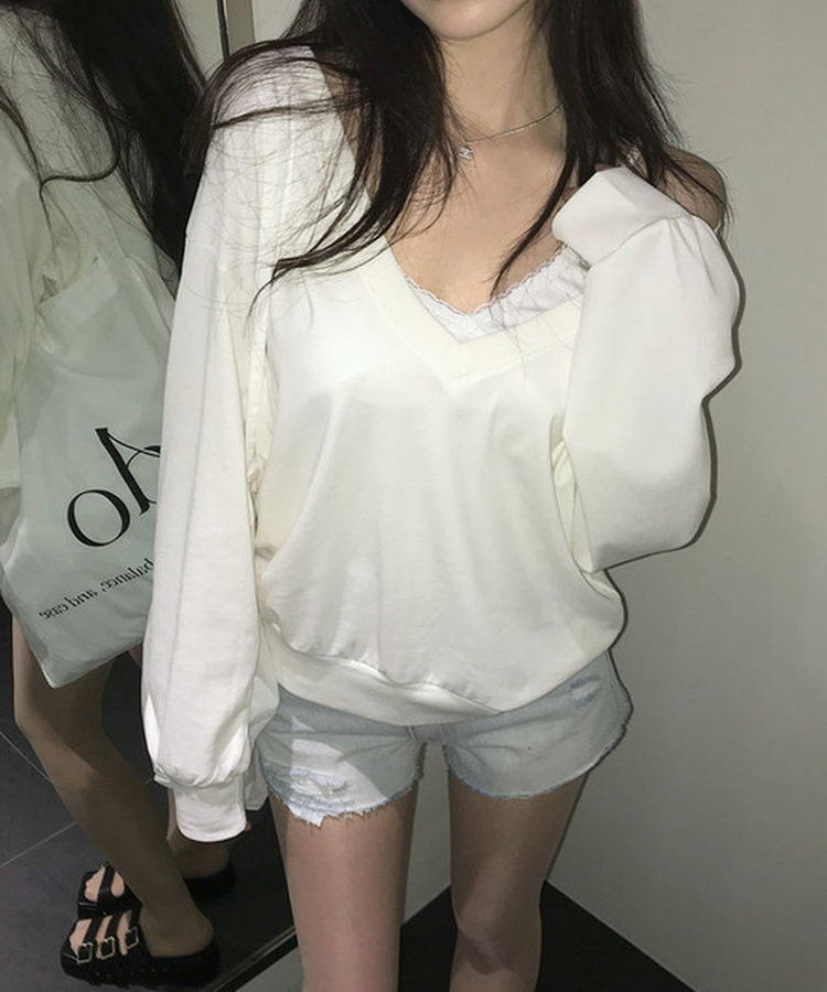 Vネックレースキャミソール(6color) IVORY