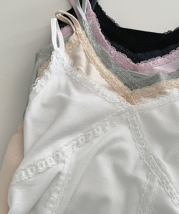 Vネックレースキャミソール(6color)