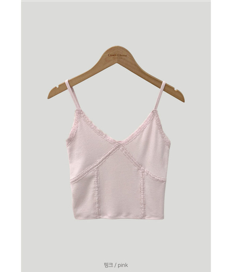 Vネックレースキャミソール(6color)