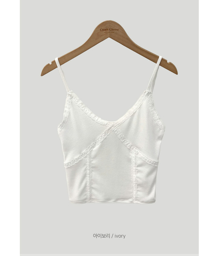 Vネックレースキャミソール(6color)