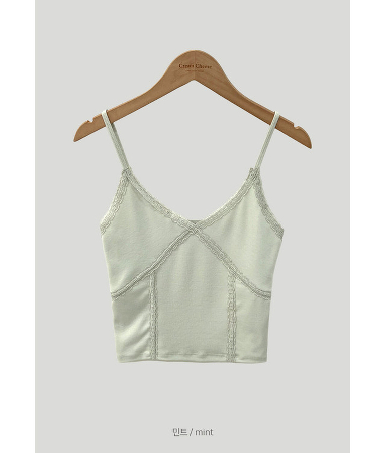 Vネックレースキャミソール(6color)