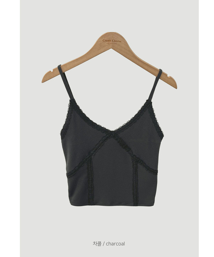 Vネックレースキャミソール(6color)