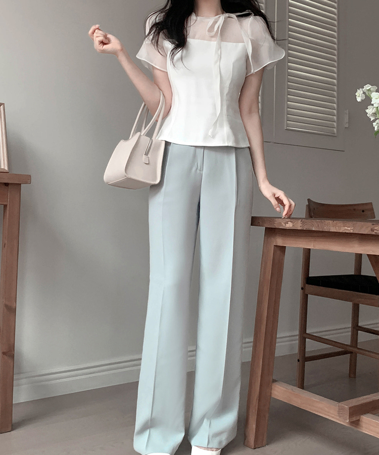 ストレートワイドスラックス(5color) BLUE